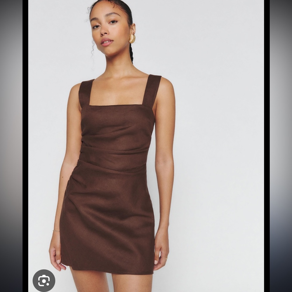Reformation Kerrigan linen dress in brown size 2